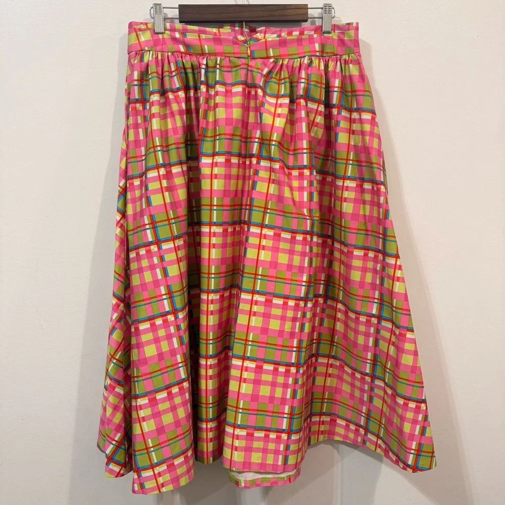 New York & Company 7th Avenue Design Studio Retro Cotton Plaid Skirt Size 14